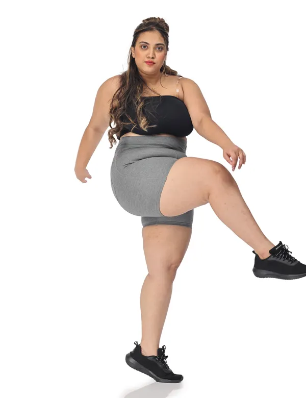 Grey_Compression_Shorts_For_Women