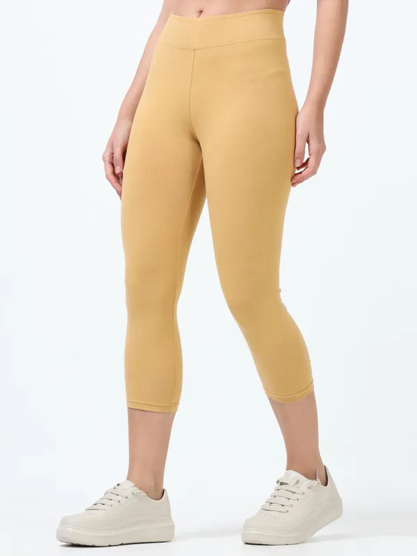 Khaki_Cotton_Spandex_Capri_For_Women
