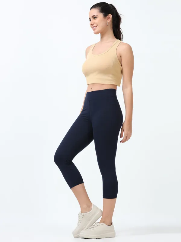 Navy_Cotton_Spandex_Capri_For_Women