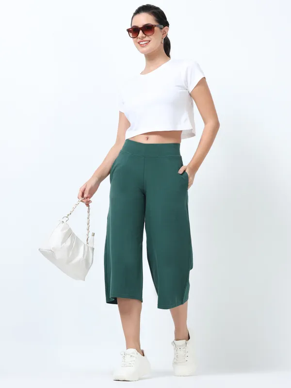 Dark_Green_Cotton_Spandex_Cropped_Length_For_Women