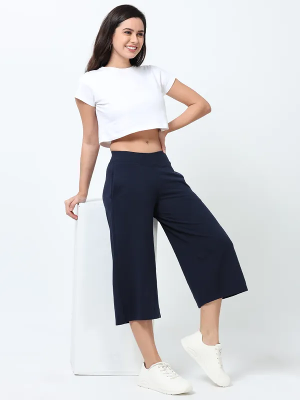 Navy_Cotton_Spandex_Cropped_Length_For_Women