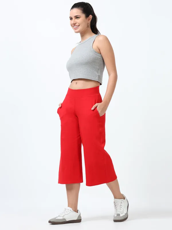 Red_Cotton_Spandex_Cropped_Length_For_Women
