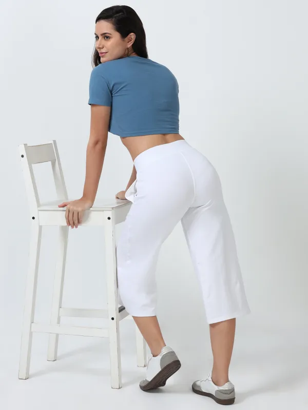 White_Cotton_Spandex_Cropped_Length_For_Women