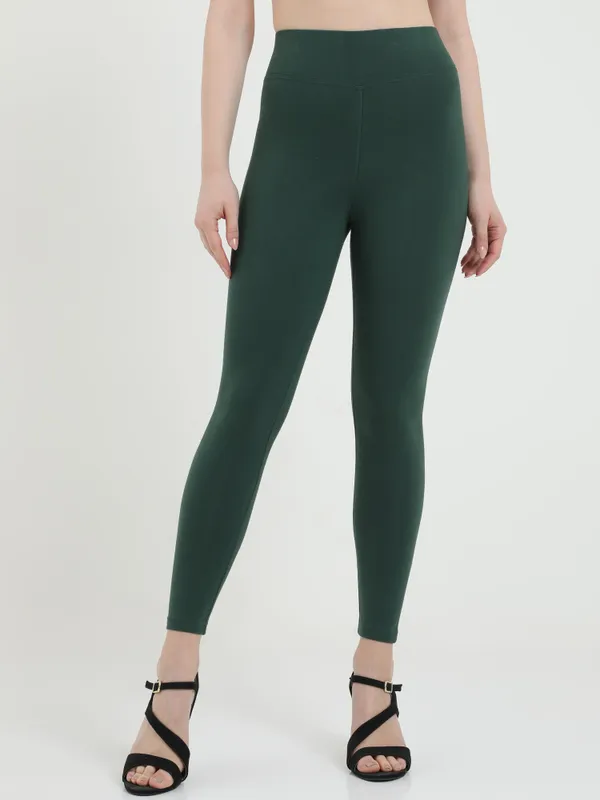 Dark_Green_Ankle_Length_Leggings_For_Women