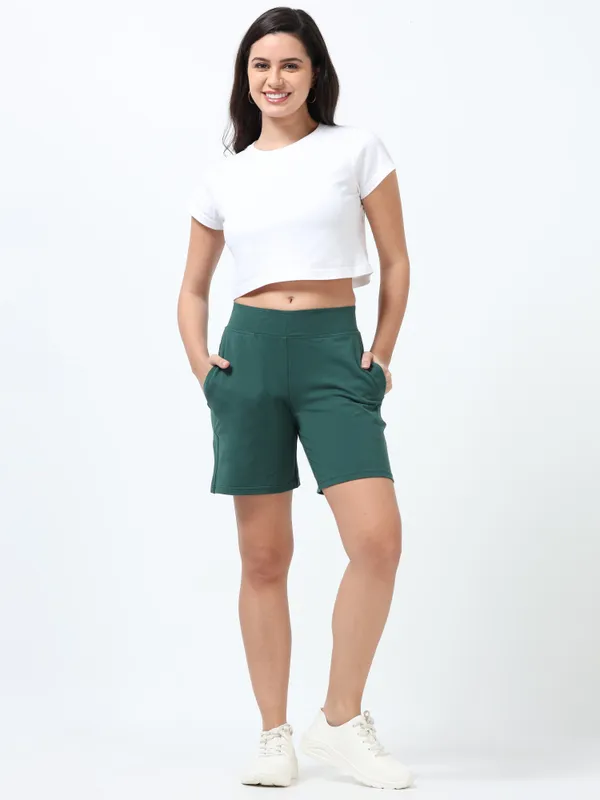 Dark_Green_Shorts_Cotton_For_Women
