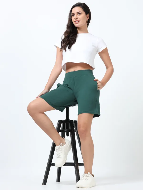Dark_Green_Shorts_Cotton_For_Women