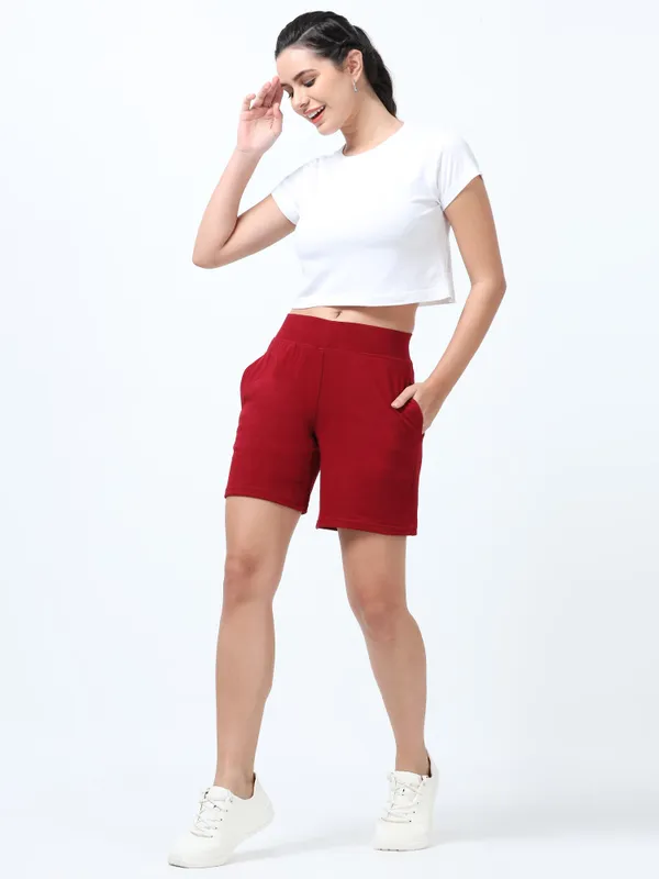 Maroon_Shorts_Cotton_For_Women