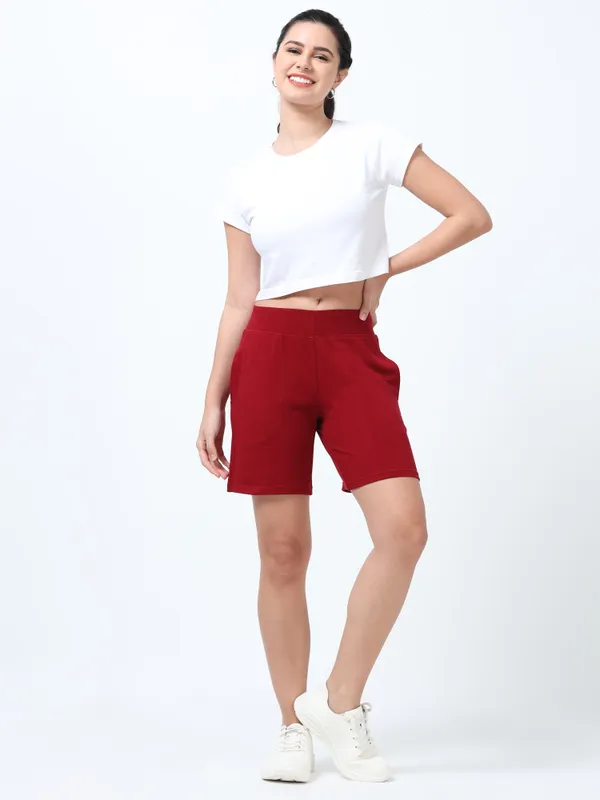 Maroon_Shorts_Cotton_For_Women