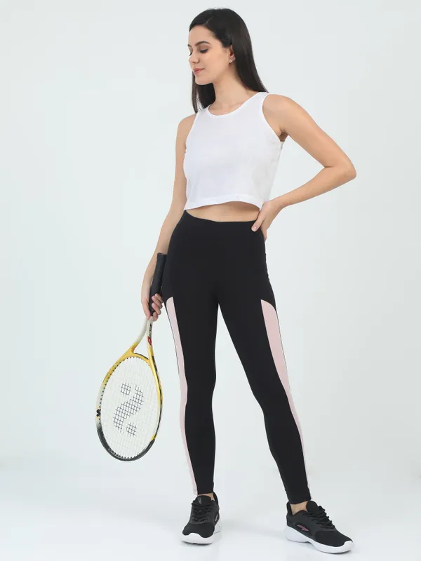 Black_&_Peach_Contrast_Slim_Patch_Ankle_Sports_Jegging_For_Women