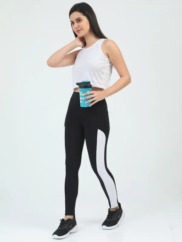 Black_&_Peach_Contrast_Slim_Patch_Ankle_Sports_Jegging_For_Women
