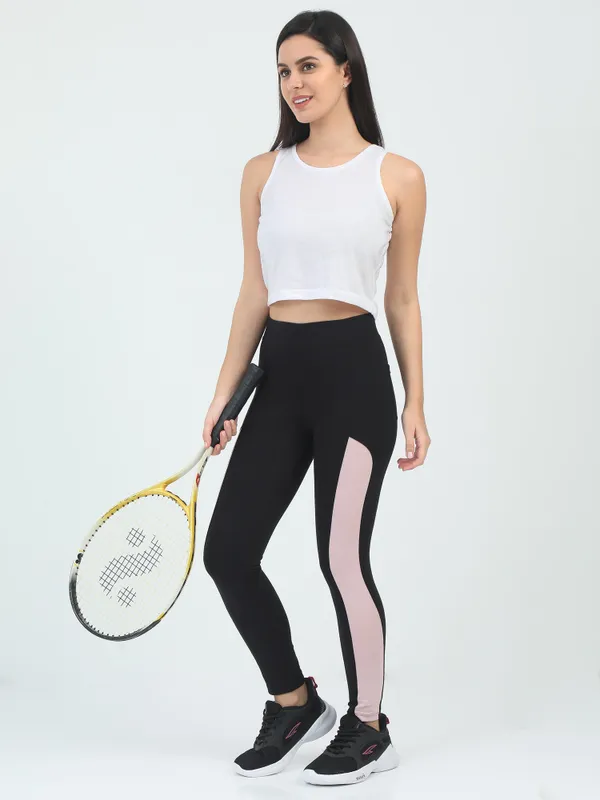 Black_&_Peach_Contrast_Slim_Patch_Ankle_Sports_Jegging_For_Women