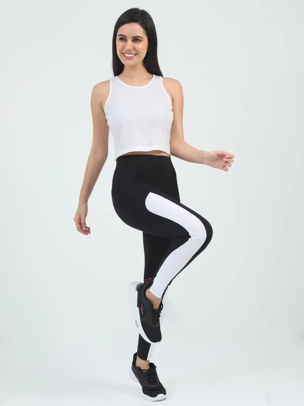 Black_&_White_Contrast_Slim_Patch_Ankle_Sports_Jegging_For_Women