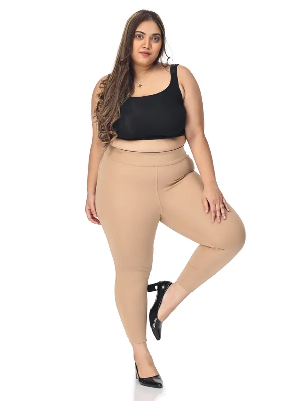 Khaki_Plus_Size_Tummy_Tucker_Jegging_For_Women