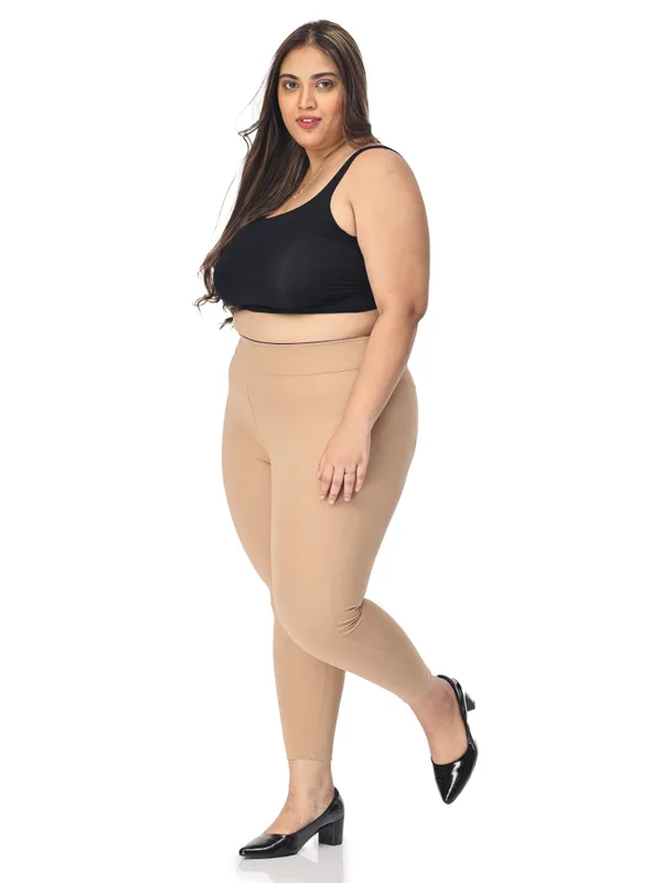 Khaki_Plus_Size_Tummy_Tucker_Jegging_For_Women
