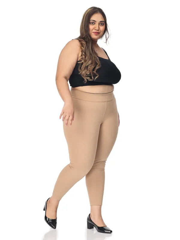 Khaki_Plus_Size_Tummy_Tucker_Jegging_For_Women