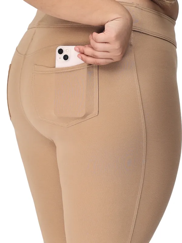 Khaki_Plus_Size_Tummy_Tucker_Jegging_For_Women