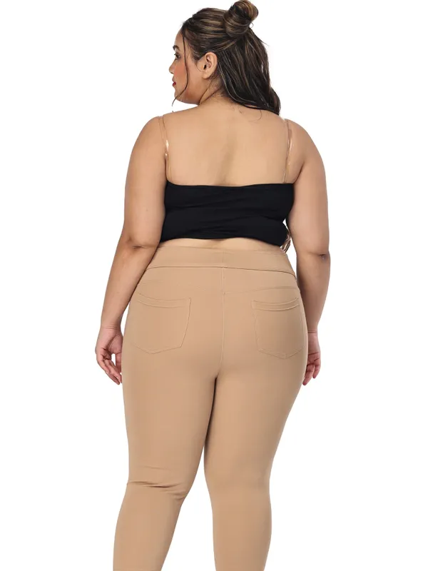 Khaki_Plus_Size_Tummy_Tucker_Jegging_For_Women