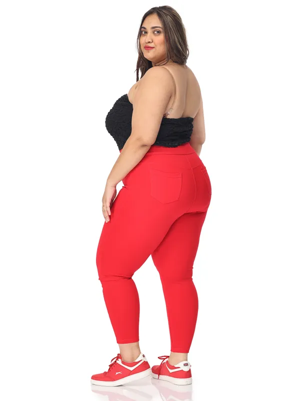 Red_Plus_Size_Tummy_Tucker_Jegging_For_Women
