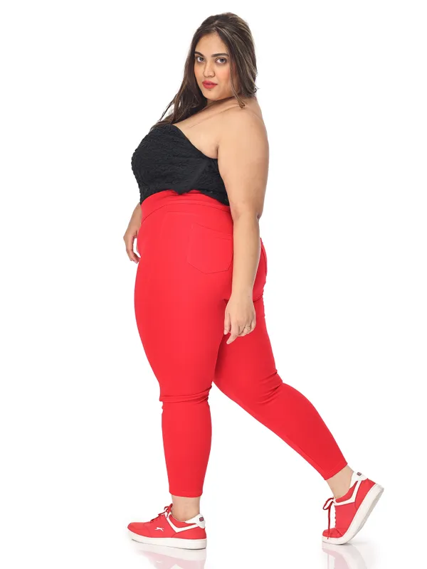 Red_Plus_Size_Tummy_Tucker_Jegging_For_Women