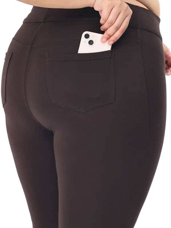 Coffee_Brown_Plus_Size_Tummy_Tucker_Jegging_For_Women