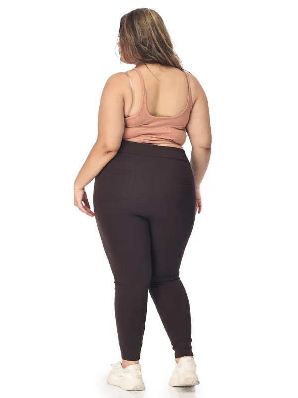 Coffee_Brown_Plus_Size_Tummy_Tucker_Jegging_For_Women