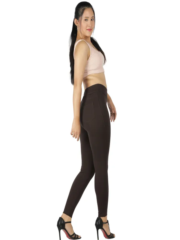 Coffee_Brown_Tummy_Tucker_Jeggings_For_Women
