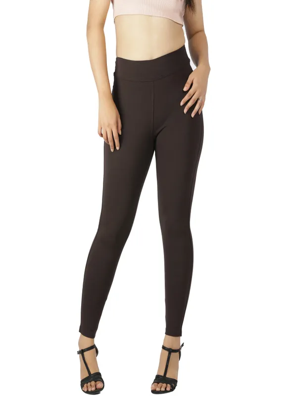 Coffee_Brown_Tummy_Tucker_Jeggings_For_Women