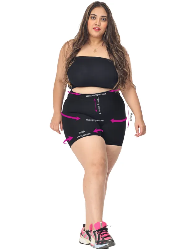 Black_Plus_Size_Tummy_Tucker_Shorts_For_Women