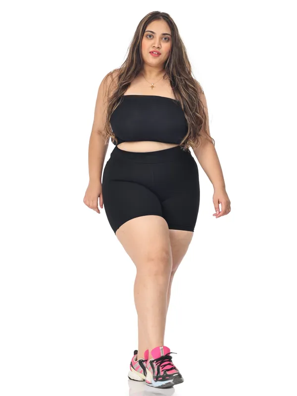 Black_Plus_Size_Tummy_Tucker_Shorts_For_Women