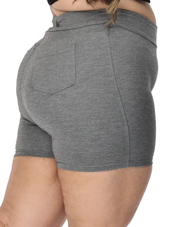 Grey_Plus_Size_Tummy_Tucker_Shorts_For_Women