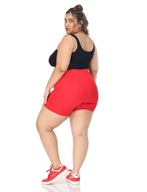 Red_Plus_Size_Tummy_Tucker_Shorts_For_Women