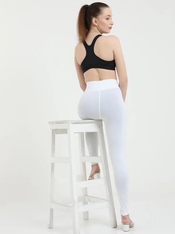 White_Plus_Size_Cotton_Spandex_Ankle_Leggings_For_Women