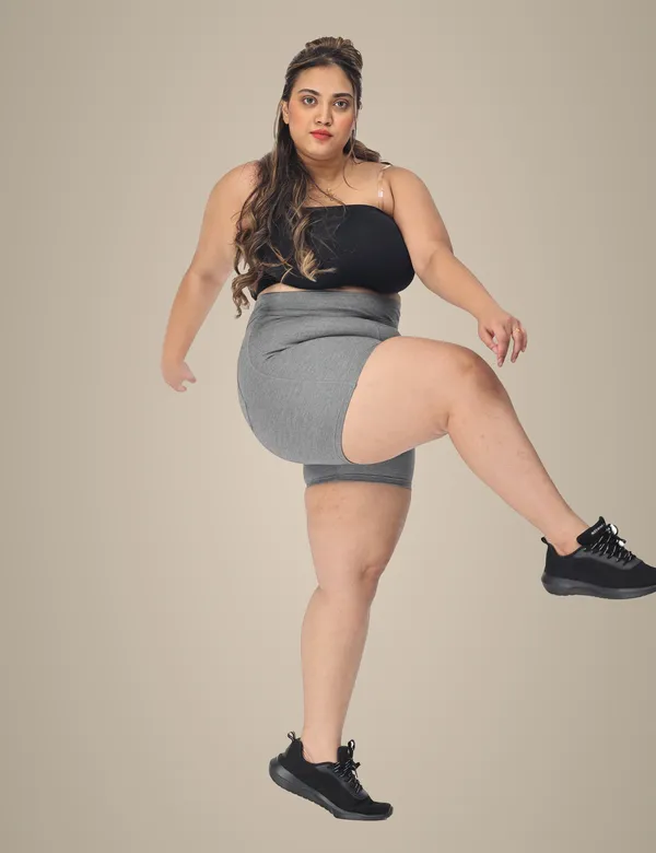 Grey_Compression_Shorts_For_Women