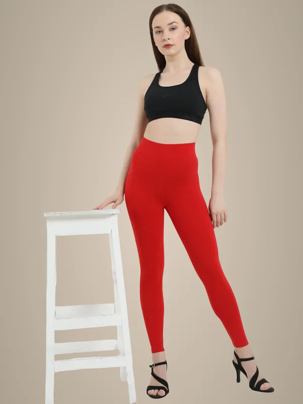 Red_Ankle_Length_Leggings_For_Women
