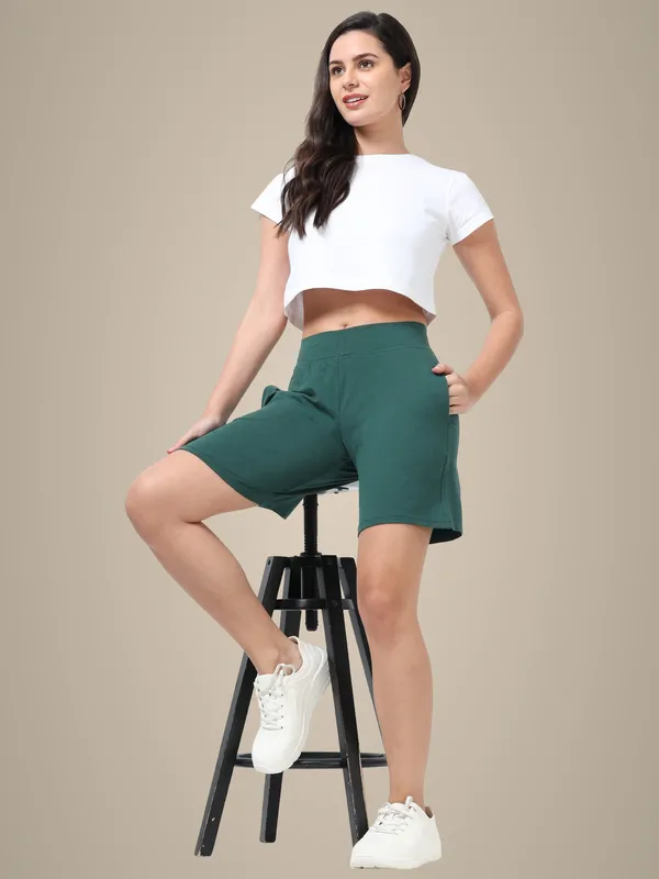 Dark_Green_Shorts_Cotton_For_Women
