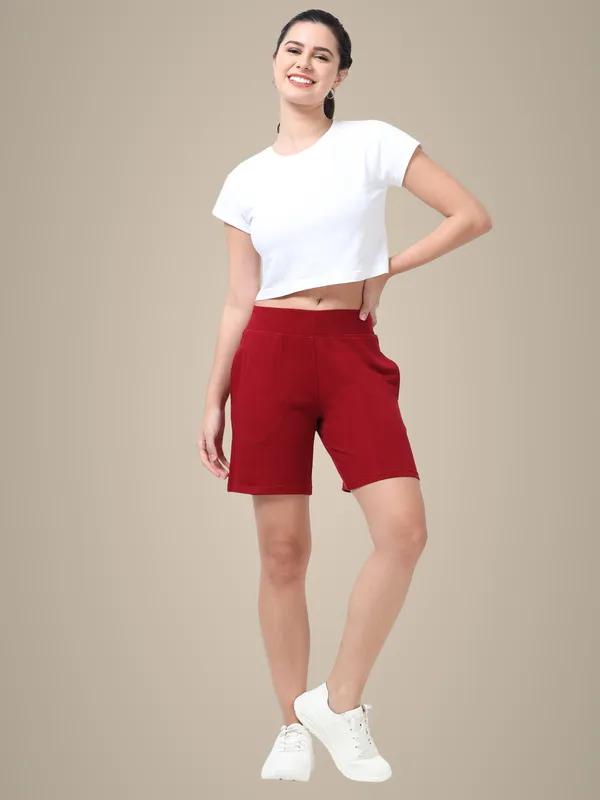 Maroon_Shorts_Cotton_For_Women