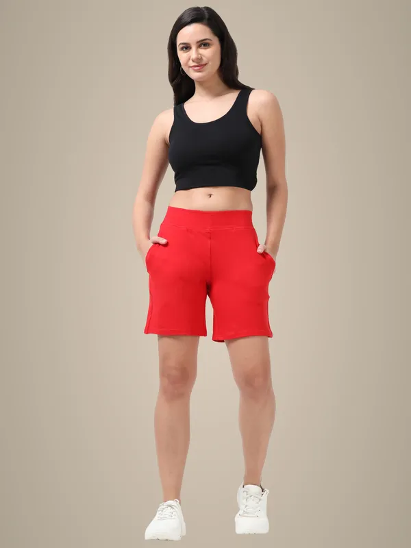Red_Shorts_Cotton_For_Women