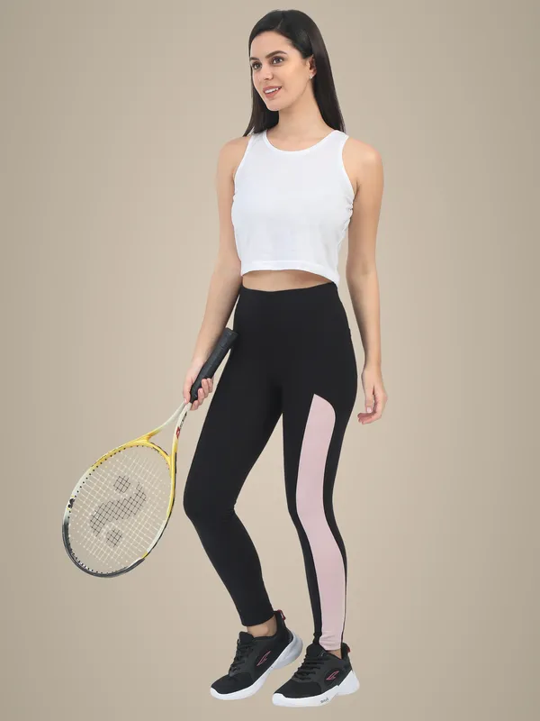 Black_&_Peach_Contrast_Slim_Patch_Ankle_Sports_Jegging_For_Women