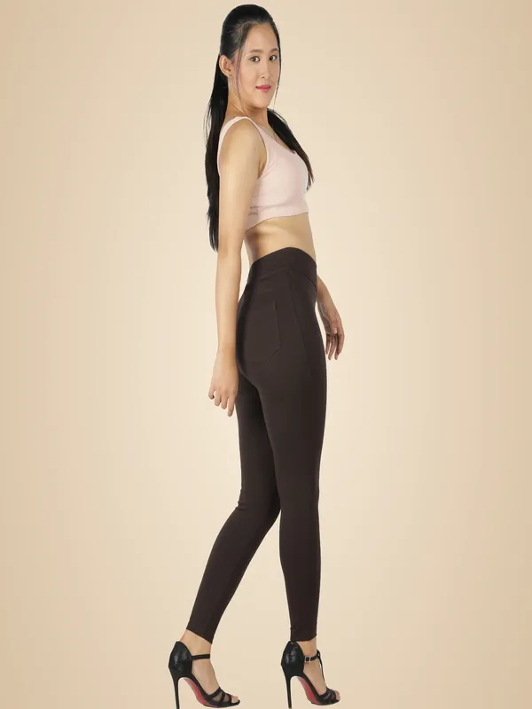 Coffee_Brown_Tummy_Tucker_Jeggings_For_Women