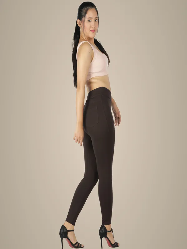 Coffee_Brown_Tummy_Tucker_Jeggings_For_Women