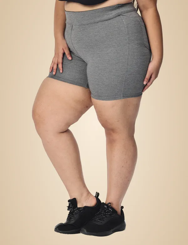 Grey_Plus_Size_Tummy_Tucker_Shorts_For_Women
