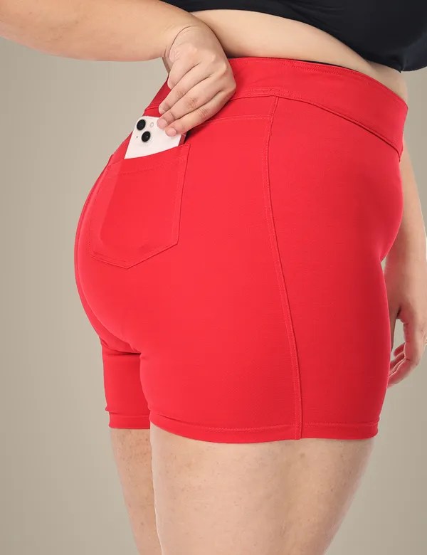 Red_Plus_Size_Tummy_Tucker_Shorts_For_Women