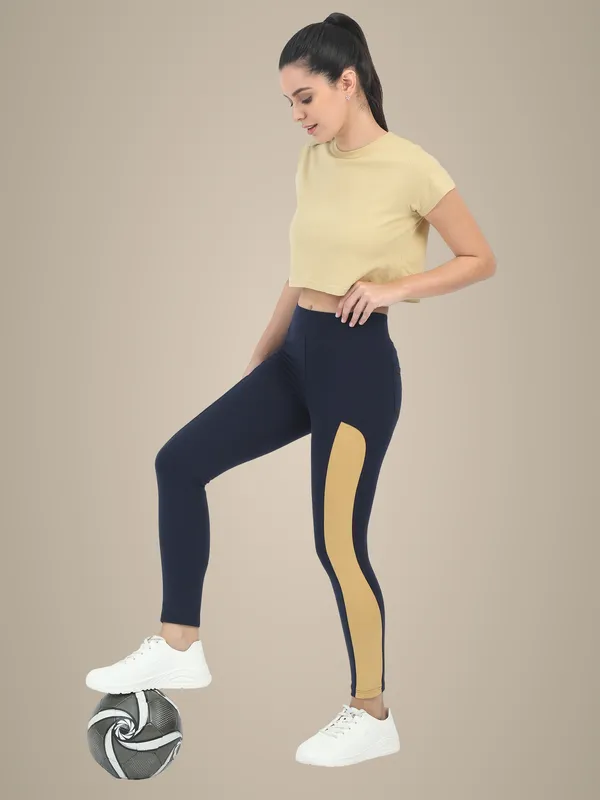 Navy_&_Khaki_Contrast_Slim_Patch_Ankle_Sports_Jegging_For_Women
