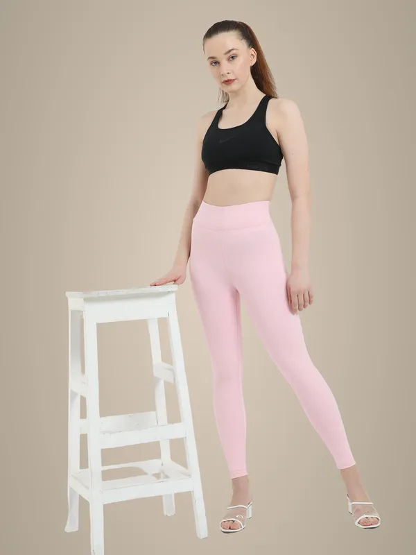 Light_Pink_Plus_Size_Cotton_Spandex_Ankle_Leggings_For_Women