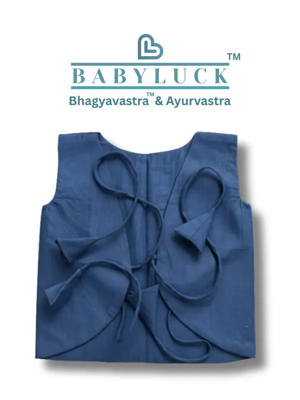 Bhagyavastra™_Indigo_Dyed_(Blue),_100%_Cotton,_Lucky_&_Herbal_Newborn_Baby_Top_(Jhabla)_0–3_Months