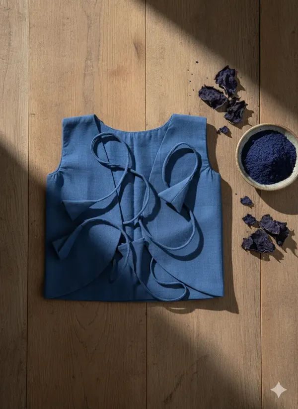 Bhagyavastra™_Indigo_Dyed_(Blue),_100%_Cotton,_Lucky_&_Herbal_Newborn_Baby_Top_(Jhabla)_0–3_Months