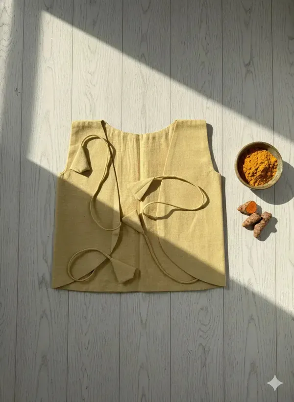 Bhagyavastra™_Haldi_(Turmeric)_Dyed,_100%_Cotton,_Lucky_&_Herbal_Newborn_Baby_Top_(Jhabla)_0–3_Months