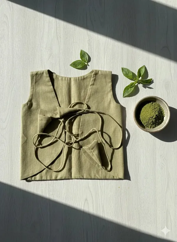 Bhagyavastra™_Tulsi_(Basil)_Dyed,_100%_Cotton,_Lucky_&_Herbal_Newborn_Baby_Top_(Jhabla)_0–3_Months