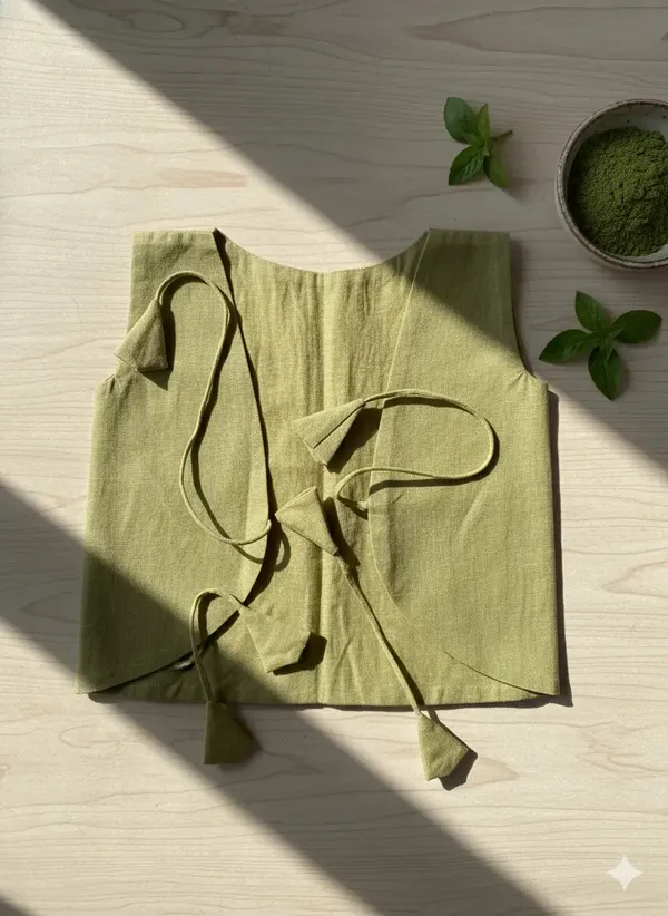 Bhagyavastra™_Tulsi_(Basil)_Dyed,_100%_Cotton,_Lucky_&_Herbal_Newborn_Baby_Top_(Jhabla)_0–3_Months