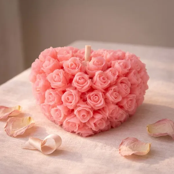 Pink_Heart_Of_Roses_Soya_Wax_Candle_For_Home_(Pack_Of_4_)